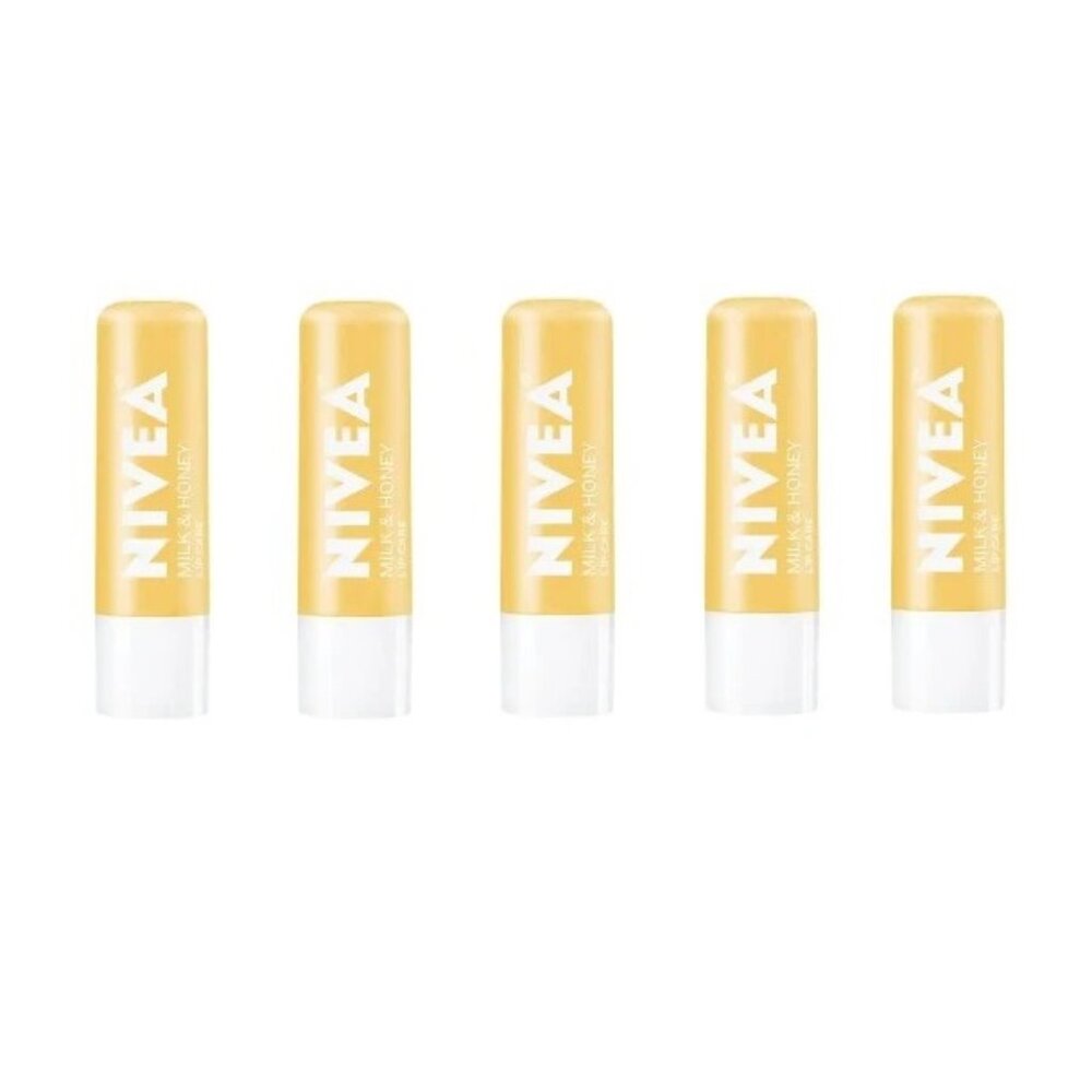 5 Nivea Milk & Honey Lip Care Balm - New Sealed - 0.17 oz.